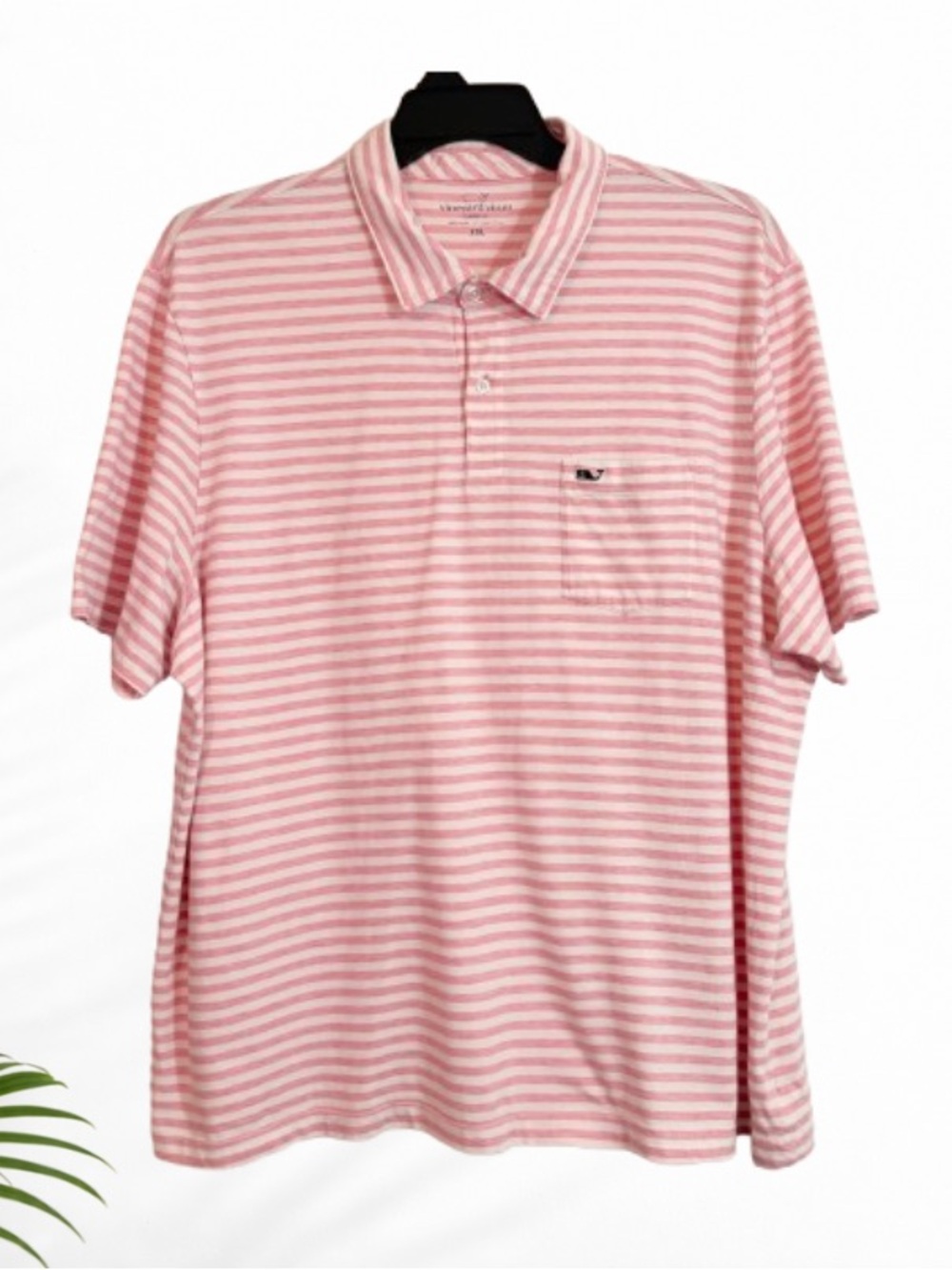 Vineyard Vines Classic Fit Polo Shirt XXL Pink White Stripe Pima Cotton Pocket